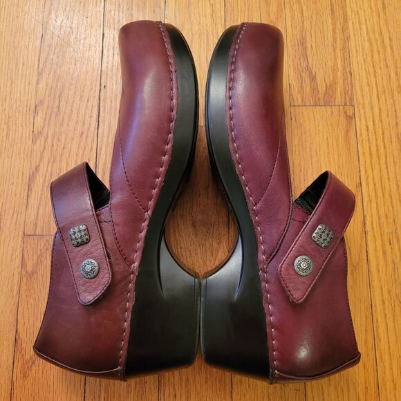 Dansko 10.5‎ 11 Burgundy Leather Mary Jane Heeled Clogs Shoes TANDY 41 - Picture 6 of 10